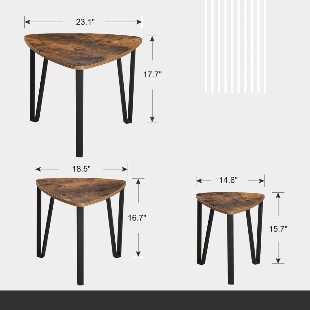 Industrial Nesting Coffee Table - Rustic Brown and Black