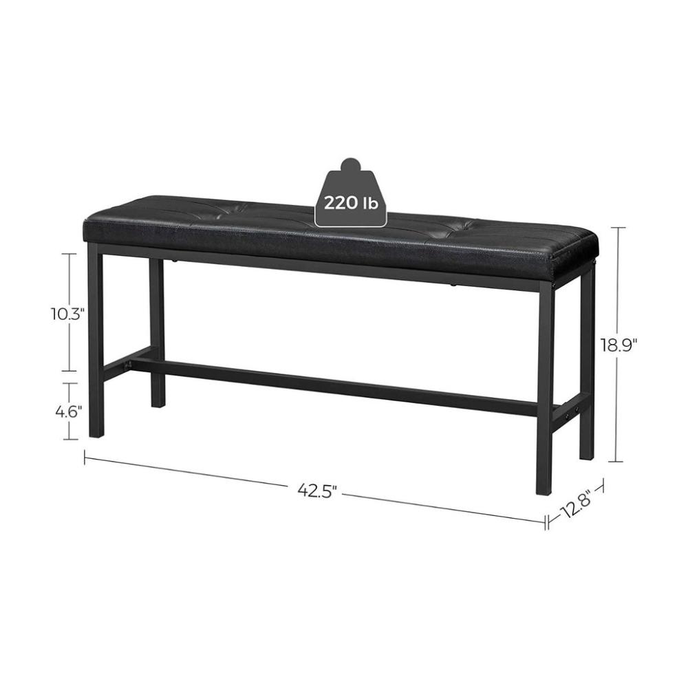 Dining Table Bench with PU Leather Steel Frame - Black