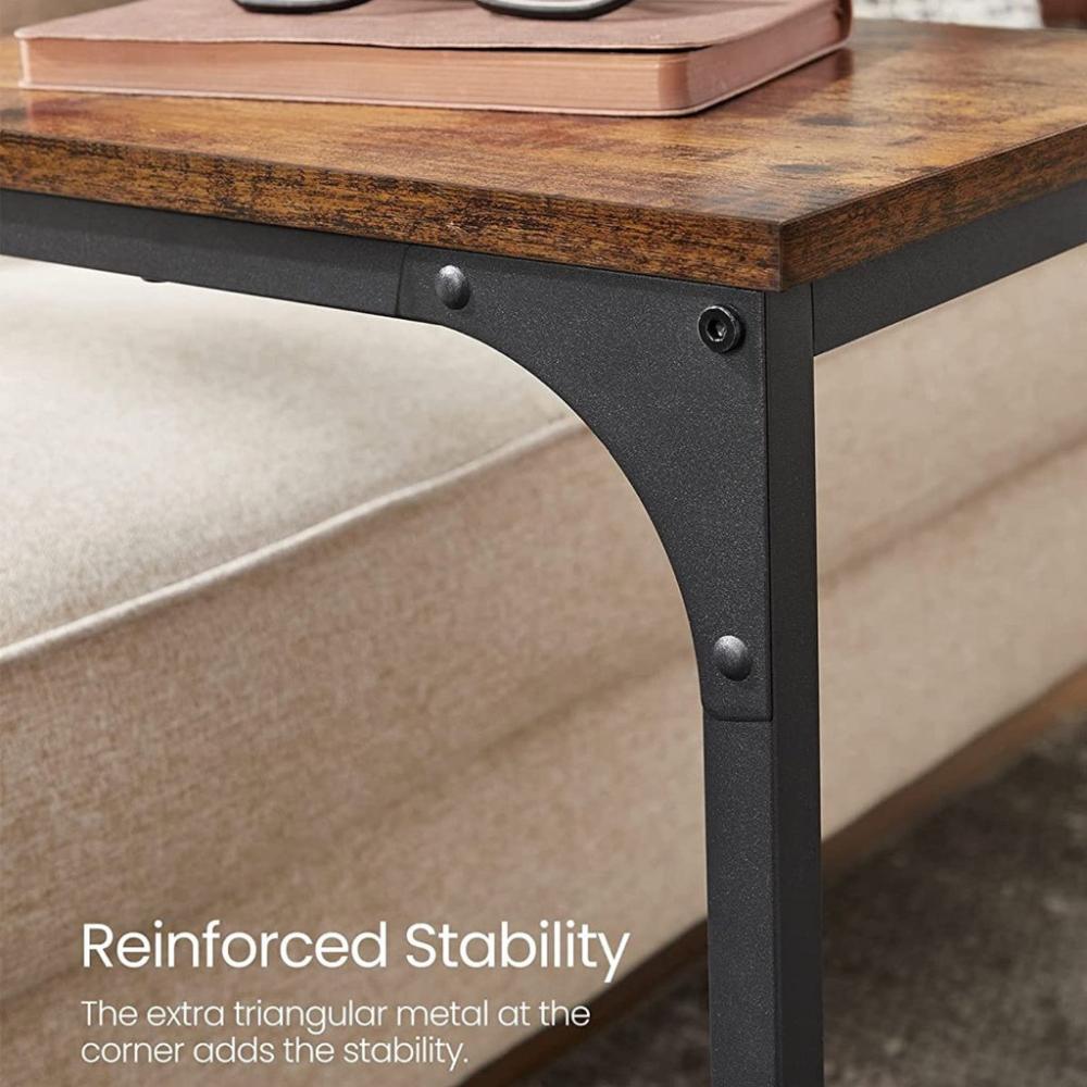 Slim End Table with Metal Frame - Rustic Brown and Black