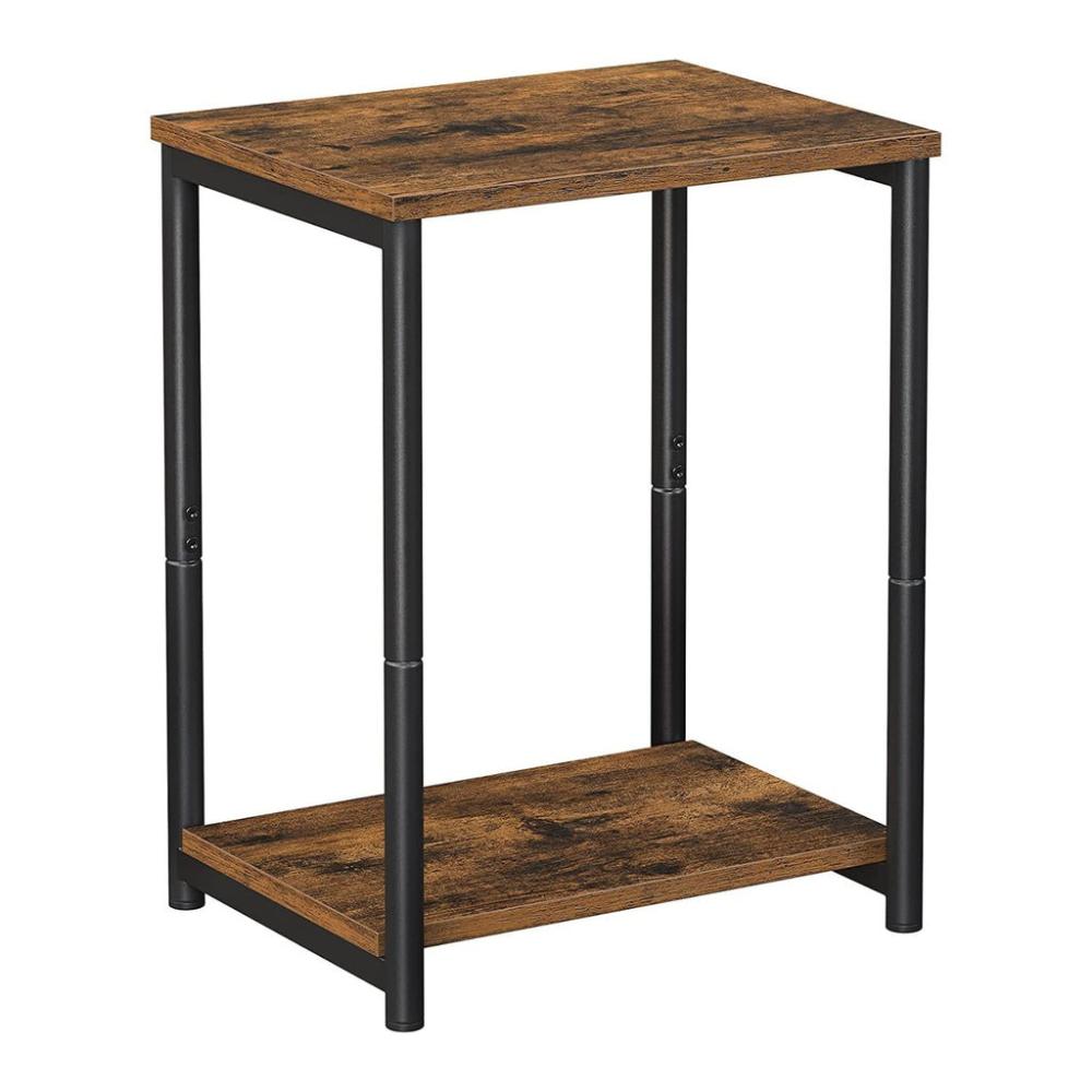 Side Table Vintage Brown with Storage Shelf