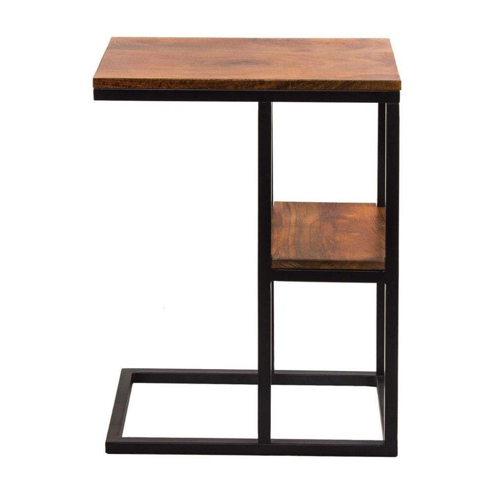 C-Shaped 2-tier End Table with Anti Slip Base (Walnut)