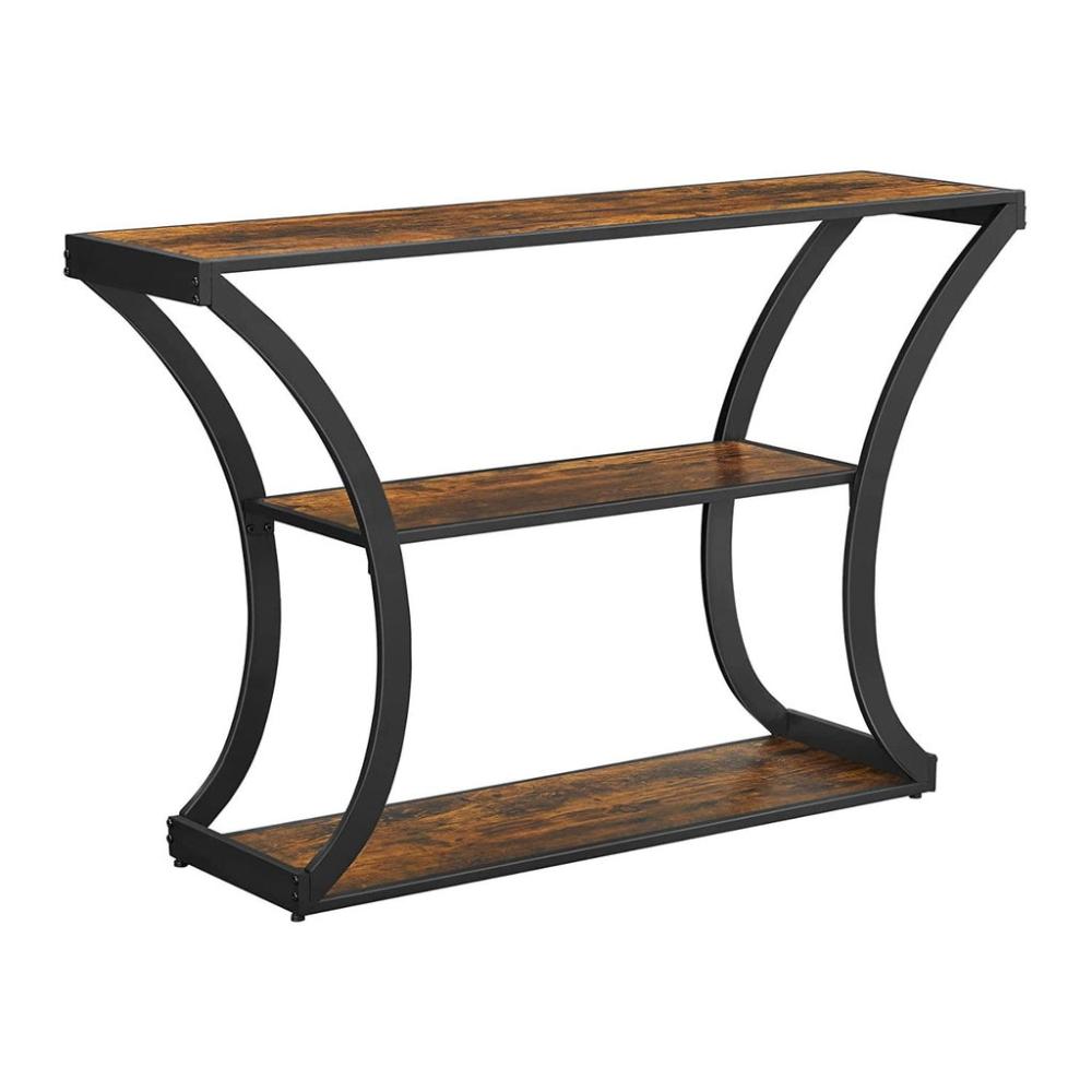 Curved Frames Console Table - Rustic Brown and Black