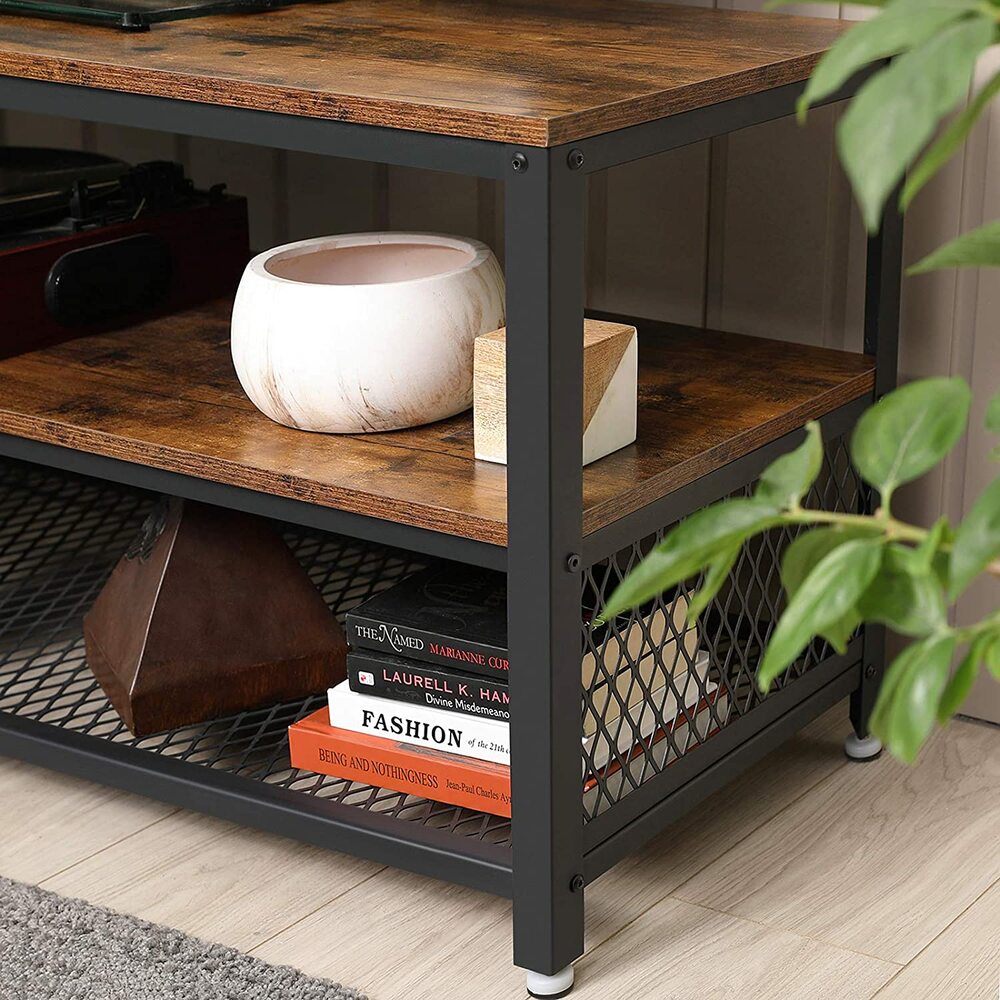 Entertainment Unit with Shelves Rustic Brown - 140cms