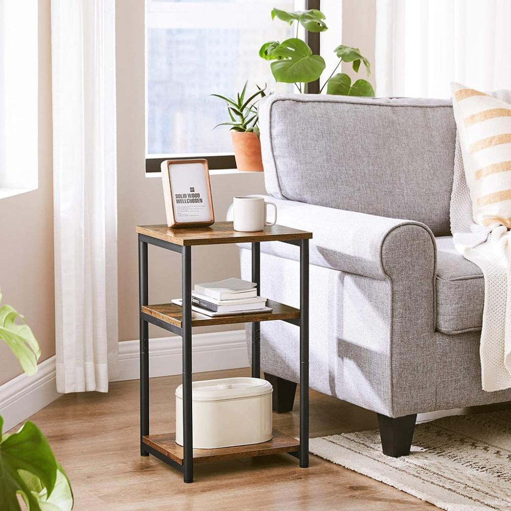 Vintage Brown Side Table with Storage shelf