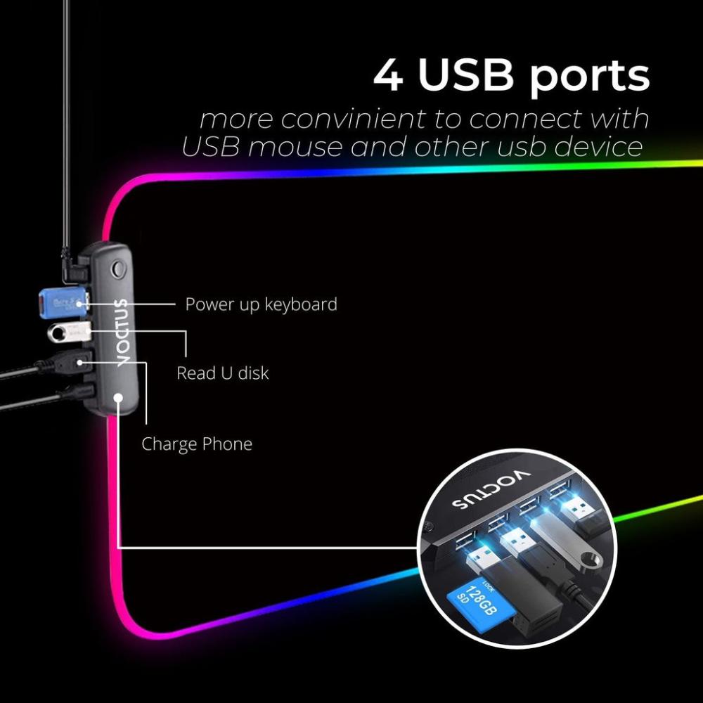 RGB Mouse Pad 4 USB Ports 90 x 40 x 0.4cms