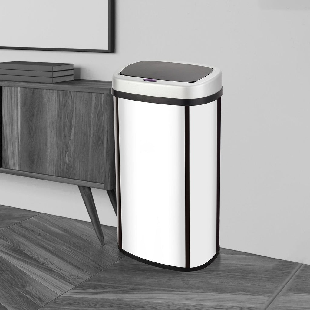 Mirror Oval Silver Motion Sensor Bin - 60L
