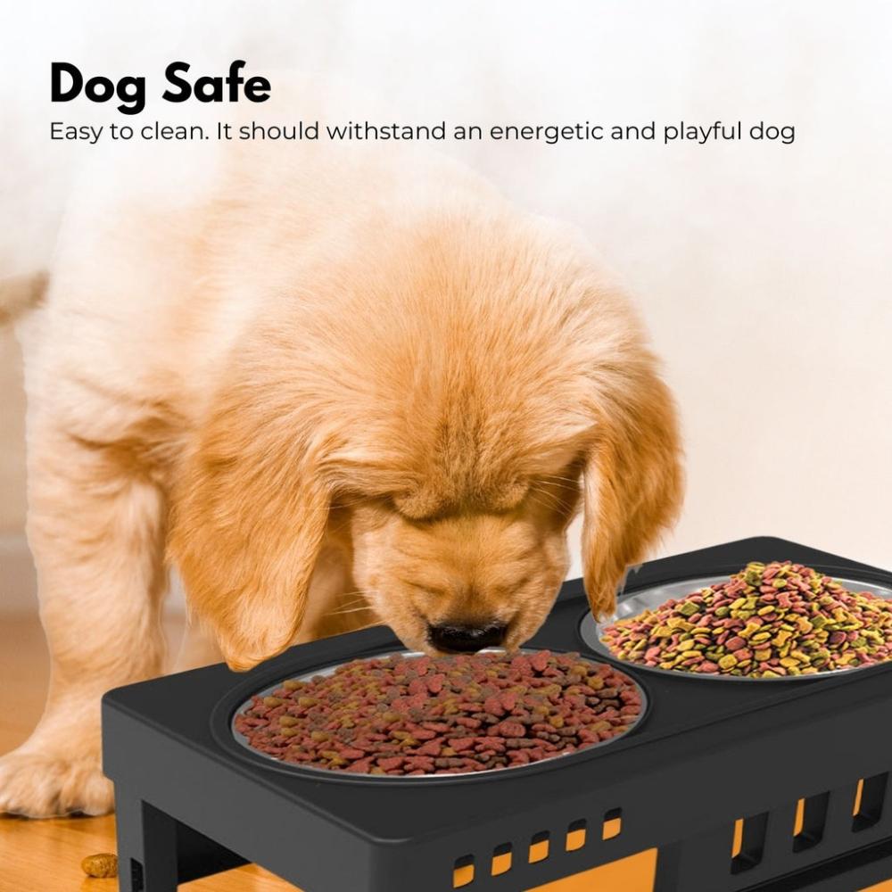 Elevated Pet Feeder Food Water Double Bowl