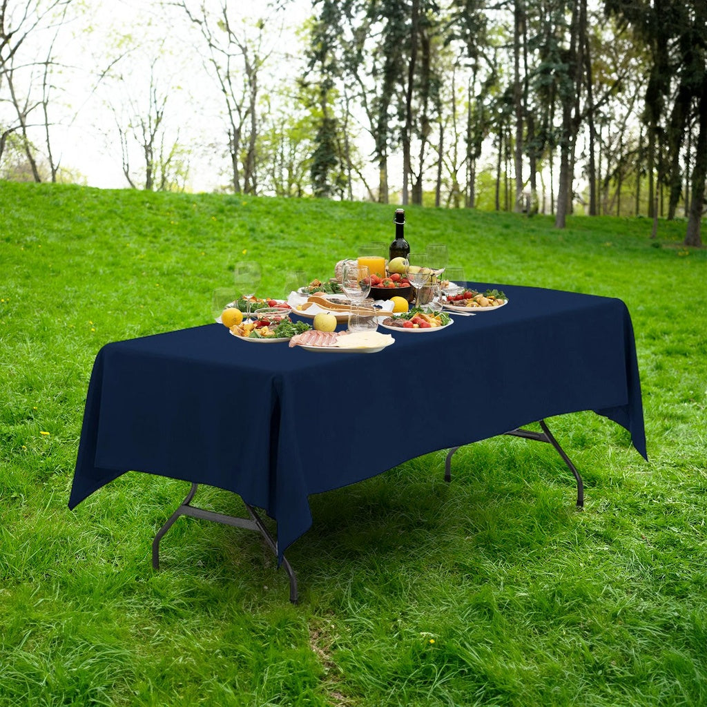 Rectangle Tablecloth Polyester Dining Table Cover 230cm - Navy Blue