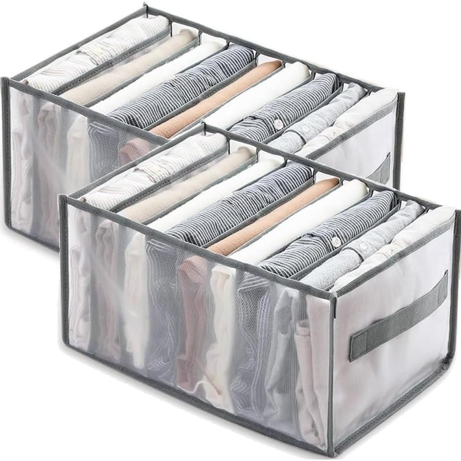 2PCS 9 Grids Wardrobe Clothes Organizer (Grey)