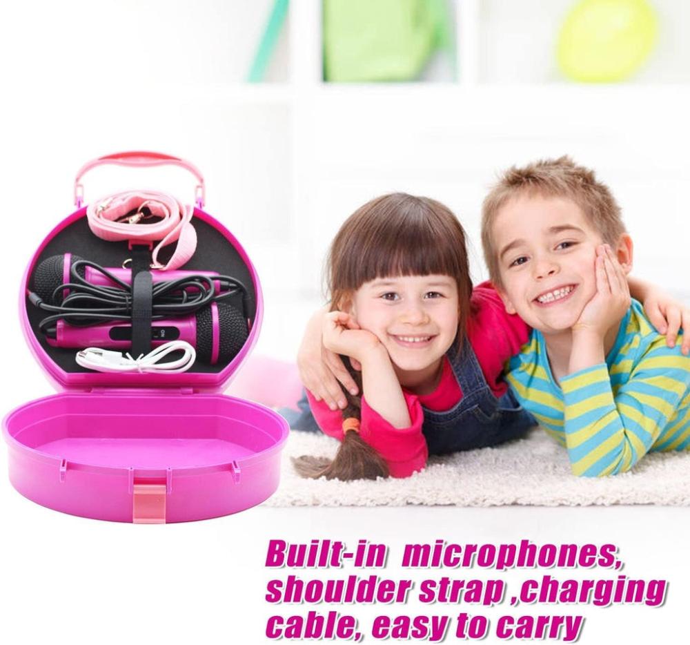 Kids Portable Karaoke with Two Microphones (Round, Purple Unicorn)