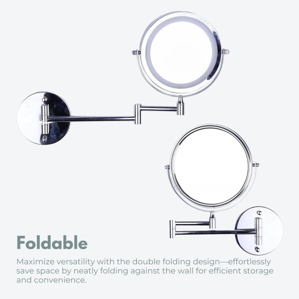 7 Inch Double-Sided LED Makeup Mirror with 10x Magnifying (Silver)