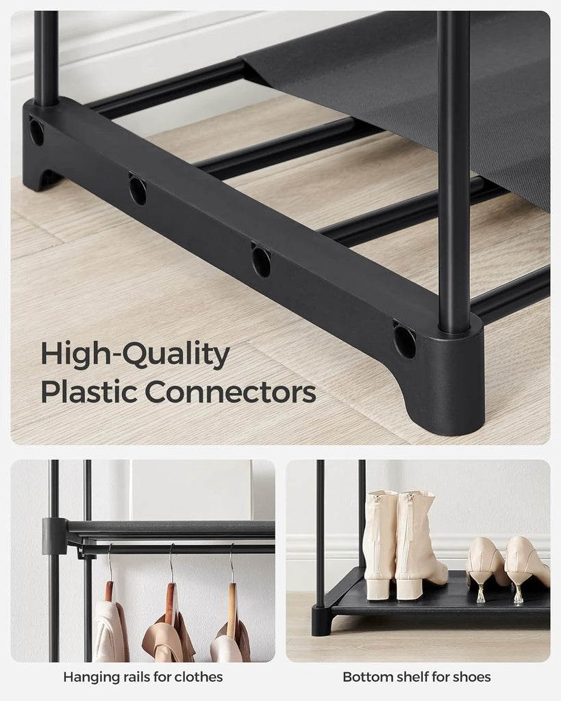 Clothes Storage Wardrobe with 2 Clothes Rails - Black