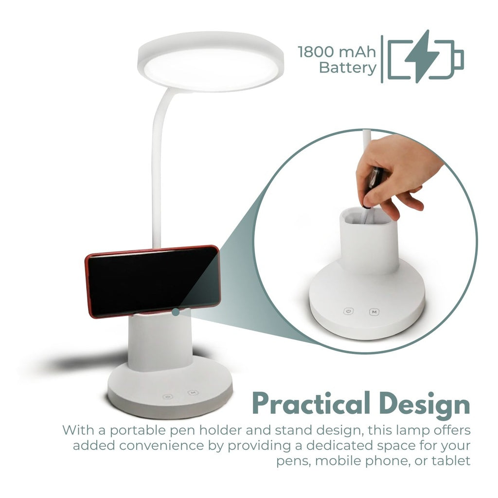 Desk Lamp with Pen and Phone Holder