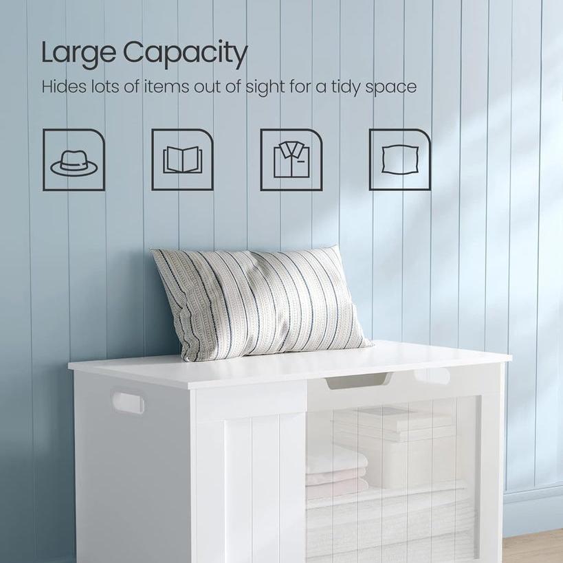 High Load Capacity Storage Bench White