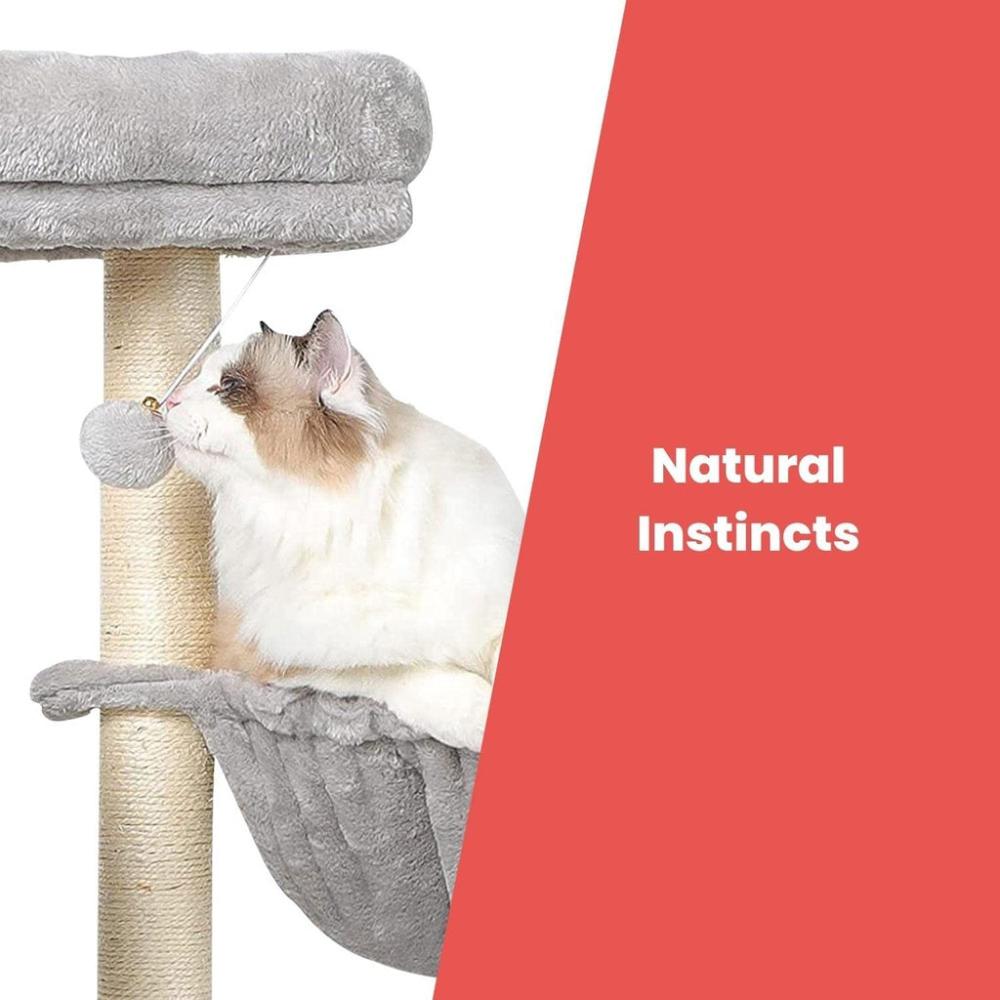 Plush Cat Condo Cat Tree Light Grey - 155cms