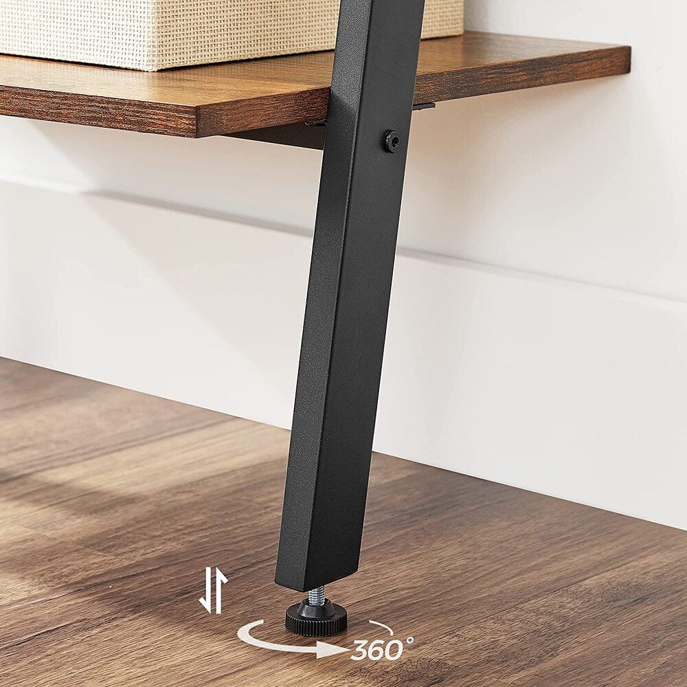 Industrial 5 Tier Slanted Shelf - Rustic Brown and Black