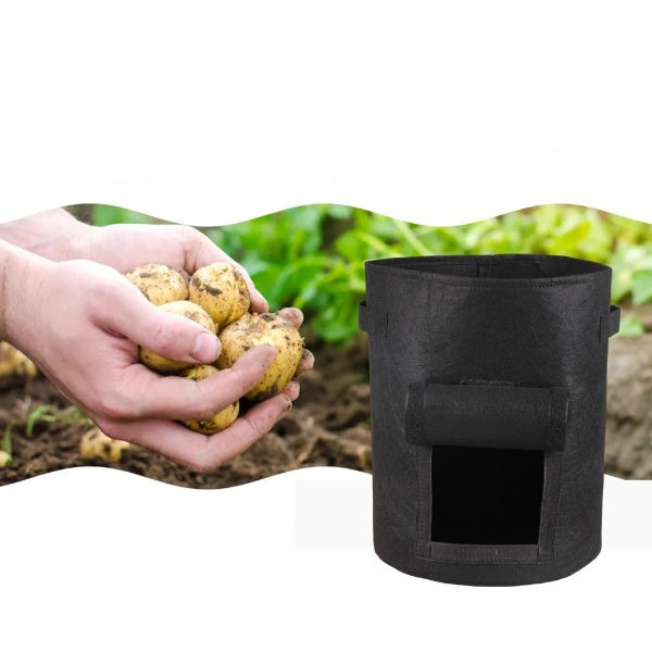 10 Gallon Plant Grow Bags with Window Flap - Pack of 5 (Black)