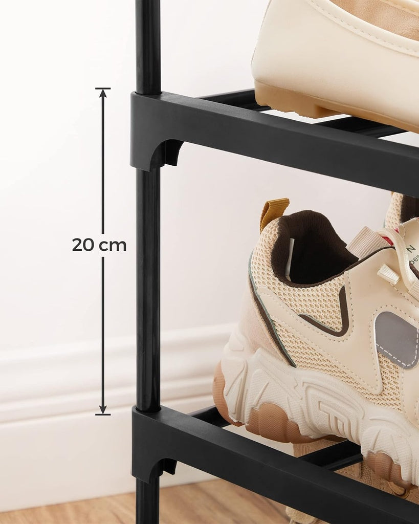 10 Tier Metal Shoe Rack for 50 Pairs of Shoes - Black