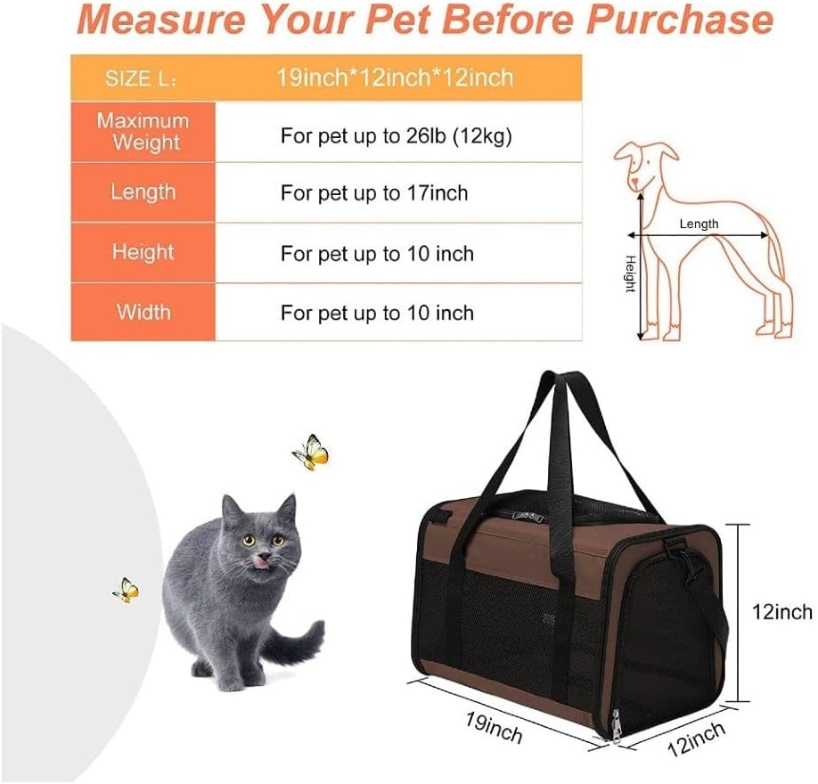 Adjustable Portable Pet Carrier-L Size (Brown)