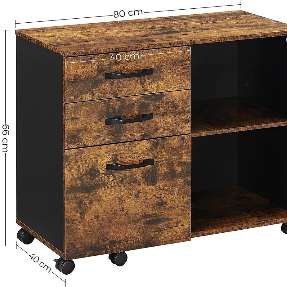 3 Drawer File Cabinet with Open Compartments