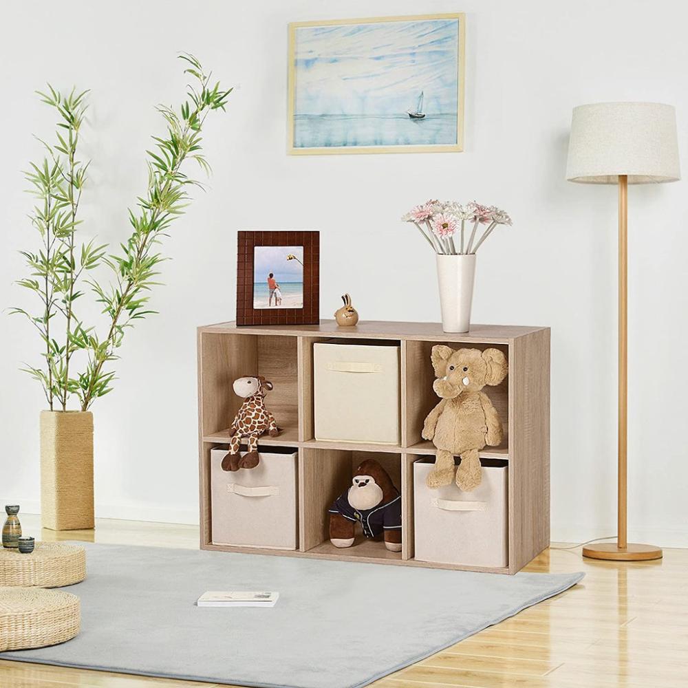 Wooden Shelving Bookcase with 6 Compartments