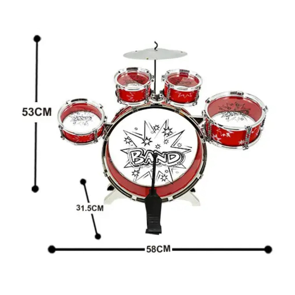 Kids 6pcs Drum Set with Drummer Seat (Red)