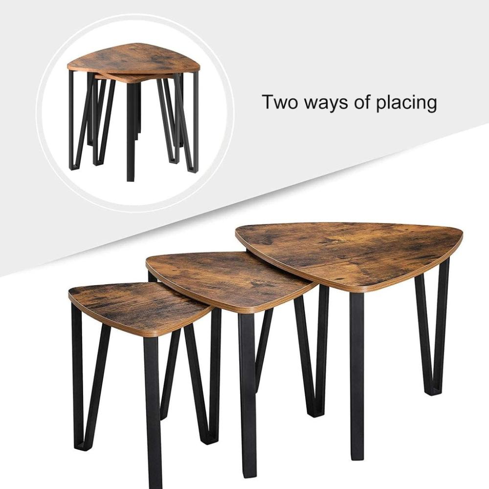 Industrial Nesting Coffee Table - Rustic Brown and Black