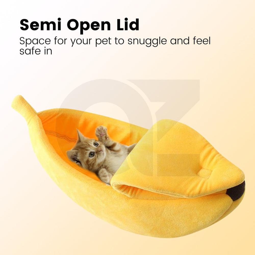 Soft Plush Banana Pet Bed - Small (Yellow)