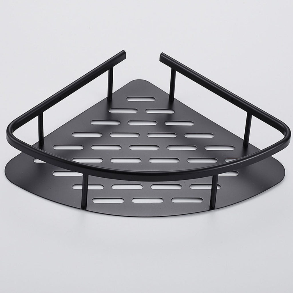 Corner Shower Caddy with Adhesive and Hooks (Black) - Pack of 2