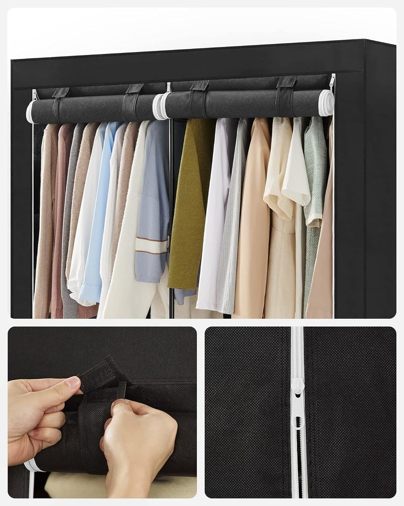 Clothes Wardrobe Portable Closet with Cover - Black