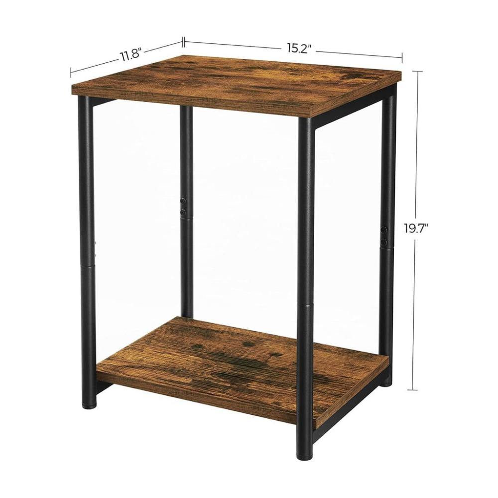Set of 2 Side Table with Storage Shelf - Vintage Brown