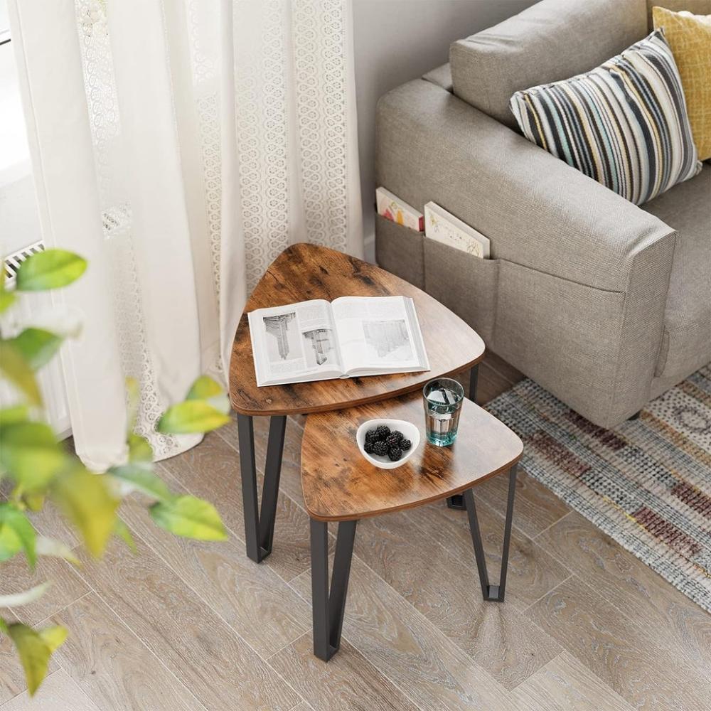 Industrial Nesting Coffee Table - Rustic Brown and Black