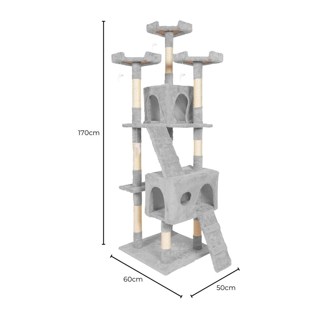Plush Cat Condo Cat Tree Grey - 170cms