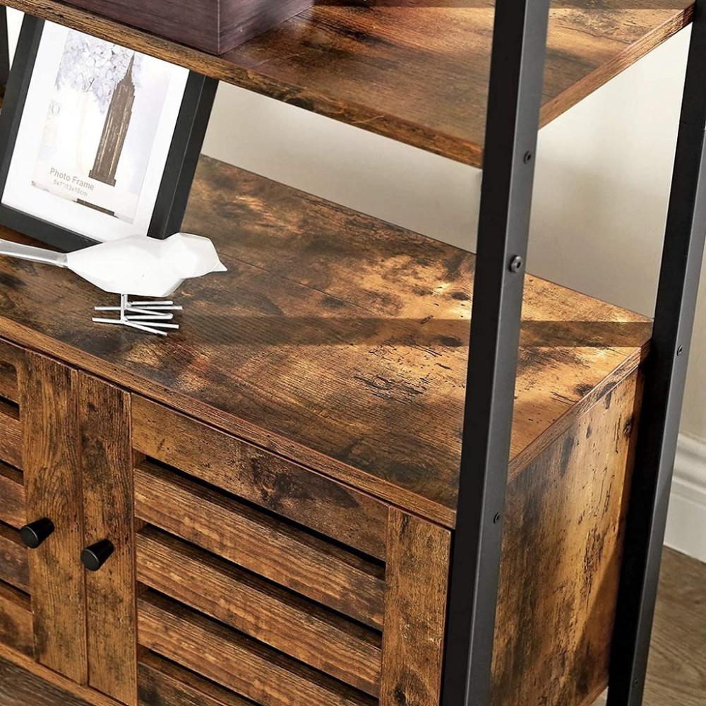 Floor Standing Storage Cabinet Bookshelf - Rustic Brown