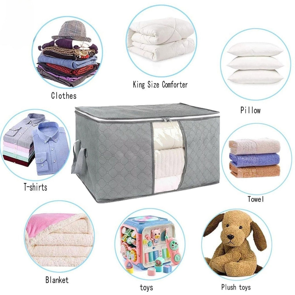 Clothes Storage Bag with Handles (Grey)Pack of 5 -105L