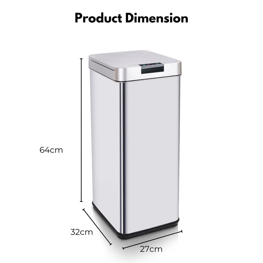 Narrow Silver Square Sensor Bin - 50L