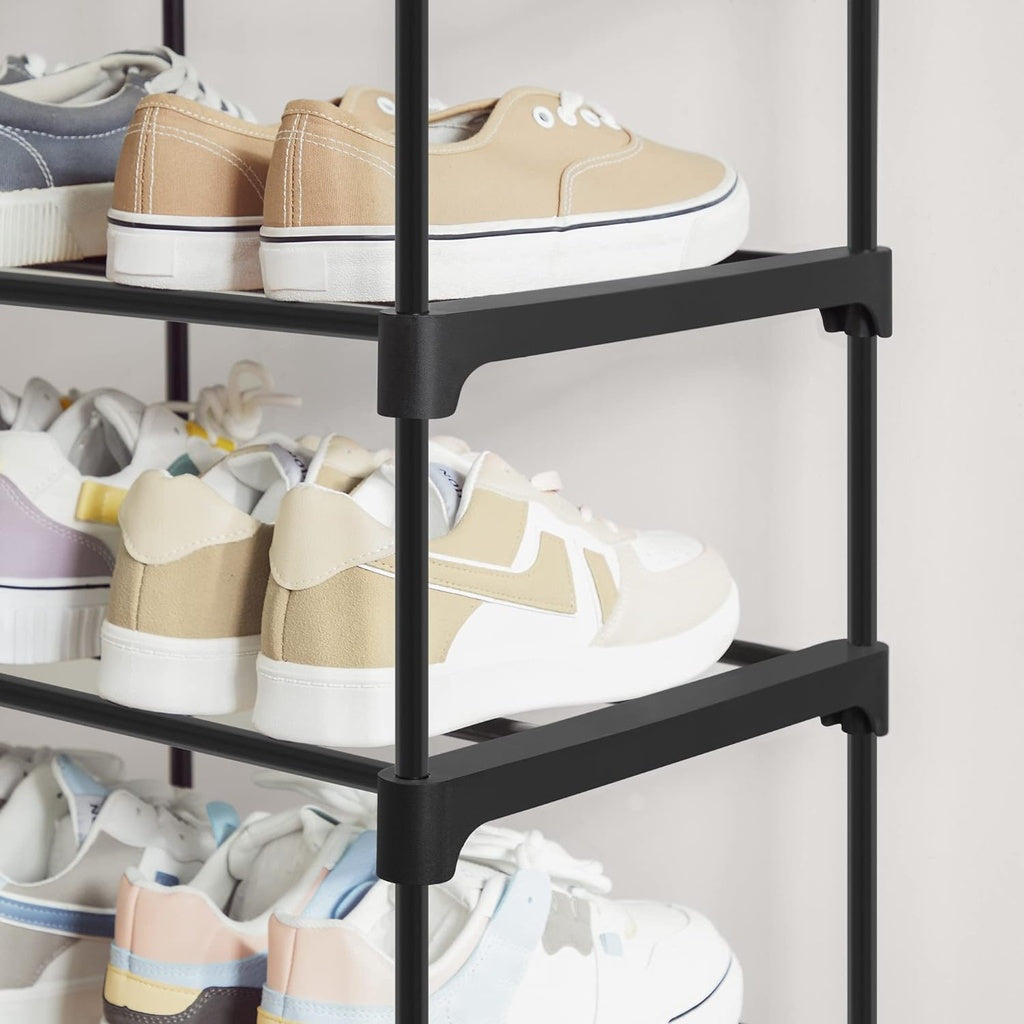 10 Tier Metal Shoe Rack for 50 Pairs of Shoes - Black