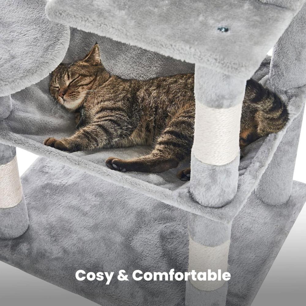 Plush Cat Condo Cat Tree - Light Grey 118cms