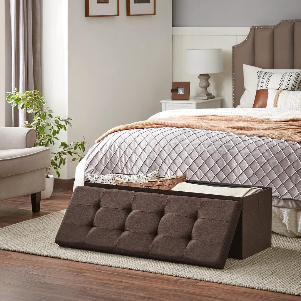 Folding Storage Ottoman Bench 109cms - Brown