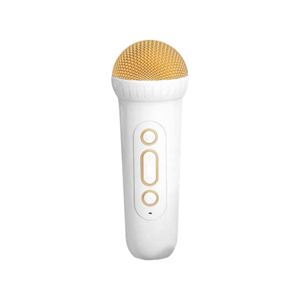 Portable Bluetooth Karaoke Speaker with 2 Wireless Microphones (Beige)