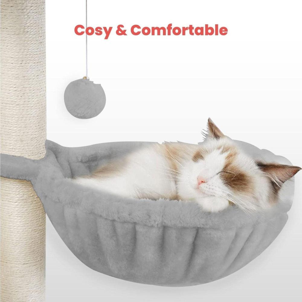 Plush Cat Condo Cat Tree Light Grey - 155cms