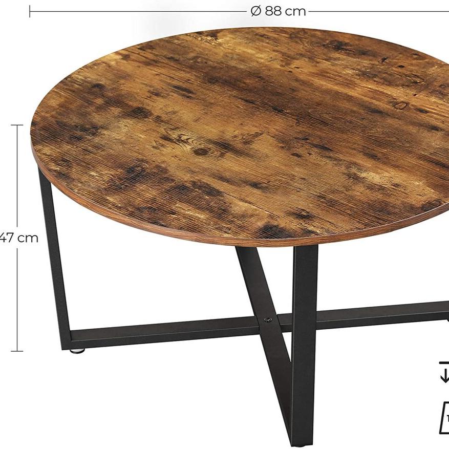 Round Coffee Table - Rustic Brown and Black