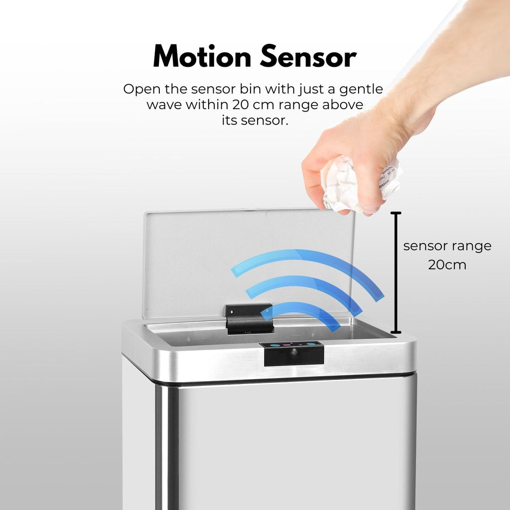 Wide Silver Square Sensor Bin - 70L