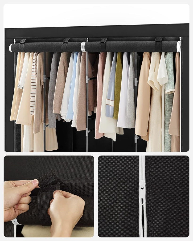 Clothes Wardrobe Portable Closet with Cover - Black