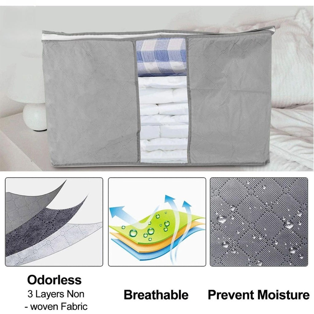 Clothes Storage Bag with Handles (Grey)Pack of 5 -105L