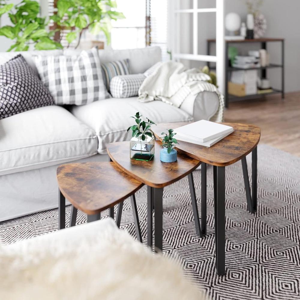 Industrial Nesting Coffee Table - Rustic Brown and Black