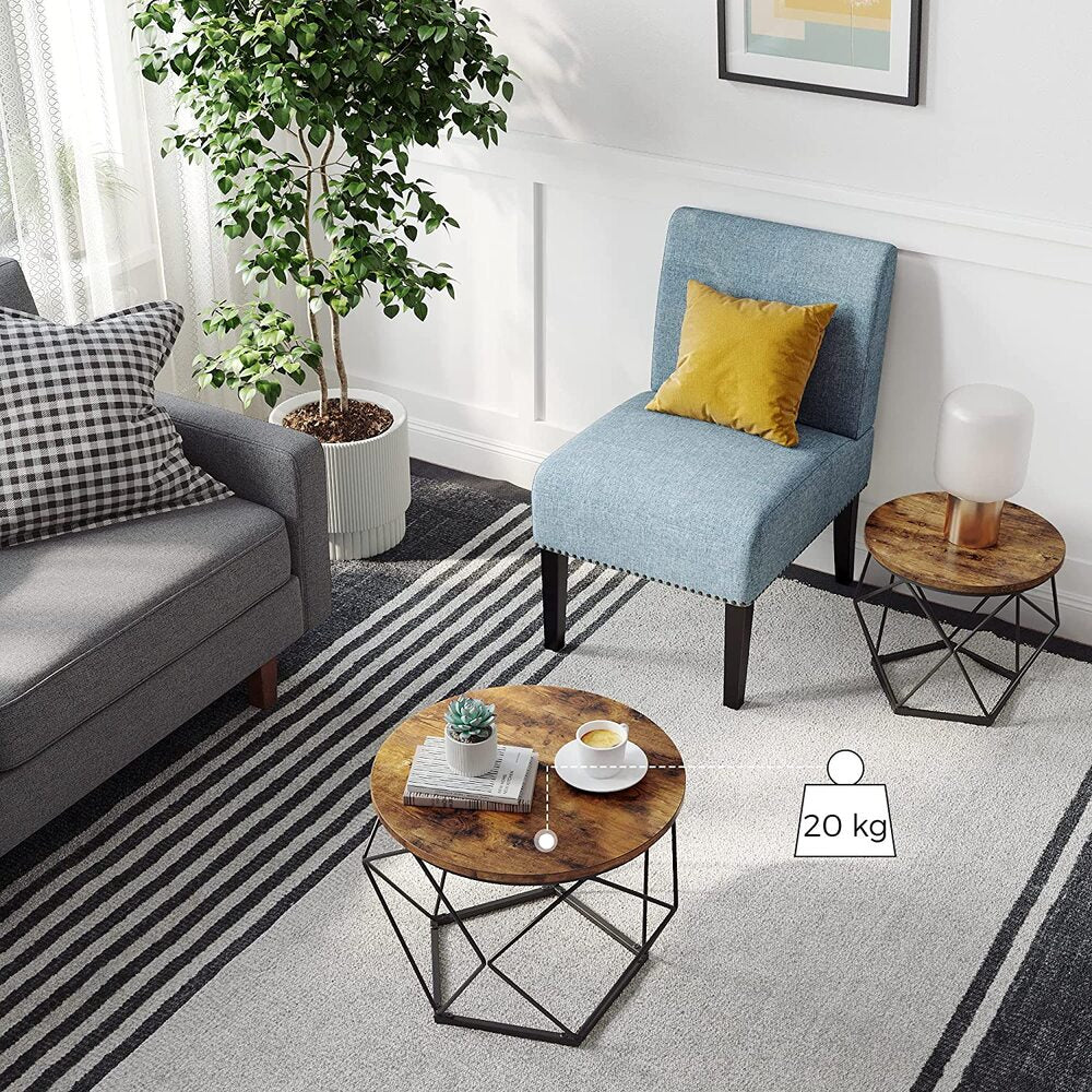 Set of 2 Coffee Tables - Rustic Brown and Black