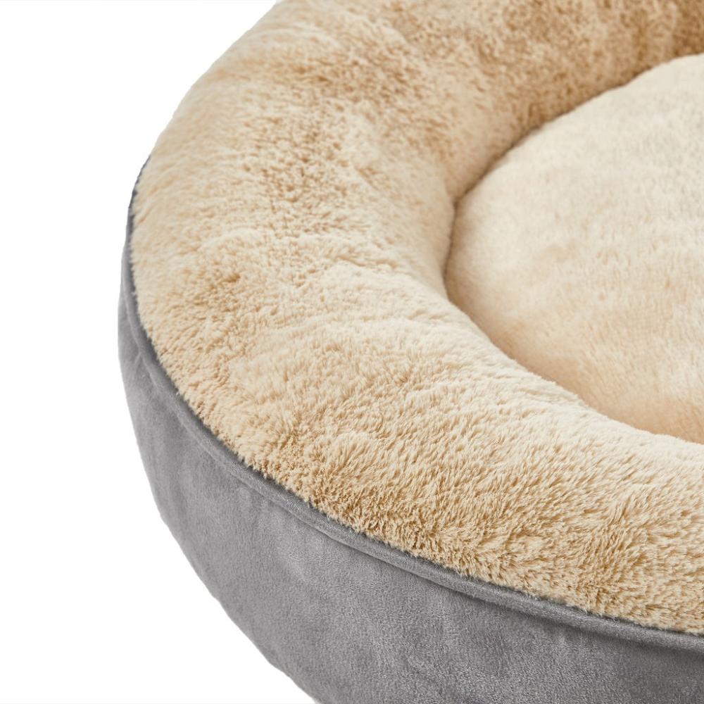 Dog Sofa Bed Round Shape Fabric Light Grey - 50cms