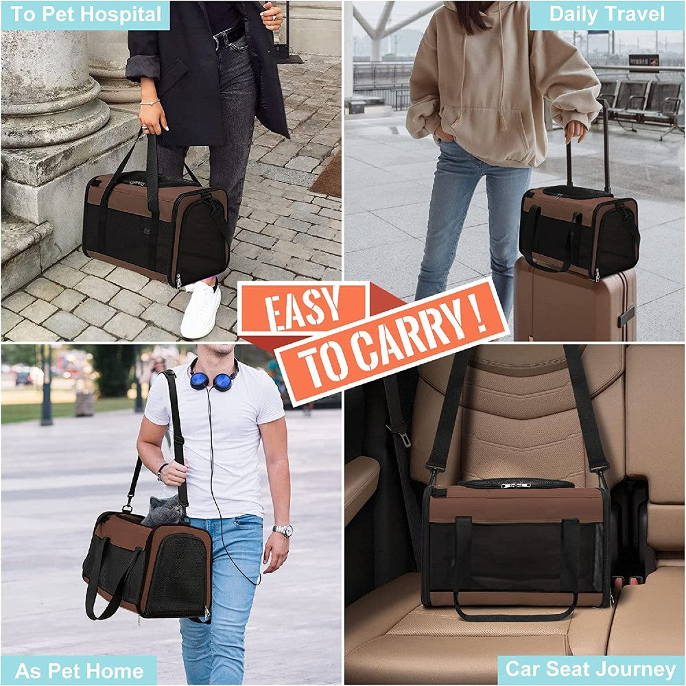 Adjustable Portable Pet Carrier-L Size (Brown)
