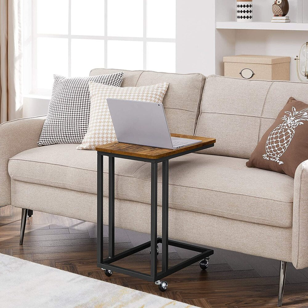 C-Shaped Side Table with Wheels